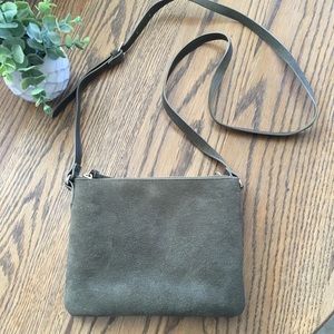 Brushed Suede Sage Green Purse with Gold Detail